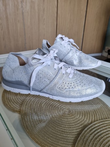 Shiny silver ugg sneakers lace - silver,